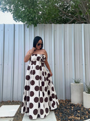 Strapless Maxi Dress Polka Dot
