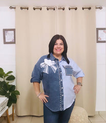 Curvy Denim Lazo Top