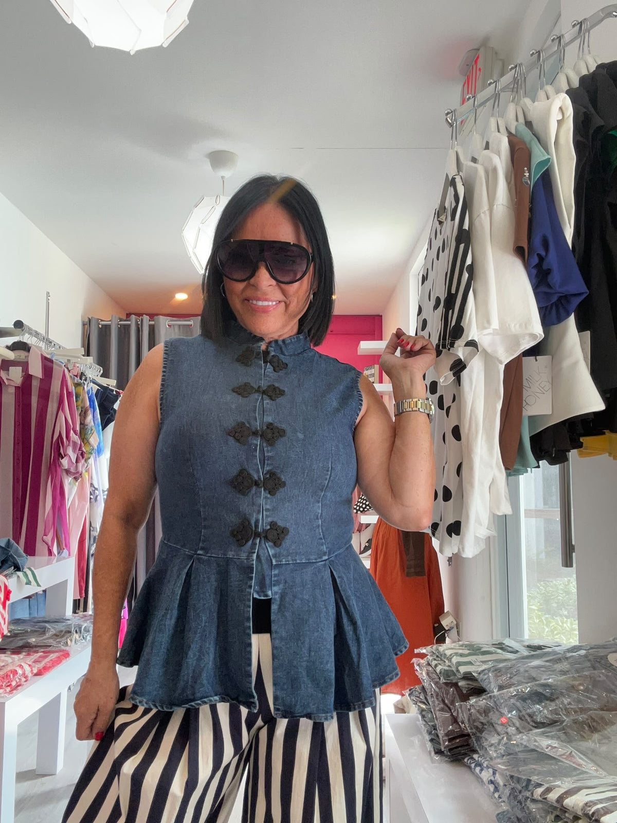 Denim Mandarin Vest