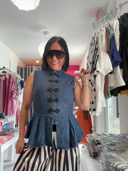 Denim Mandarin Vest