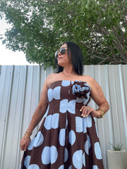 Strapless Maxi Dress Polka Dot
