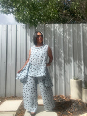 Polka Dots Linen Pants Set