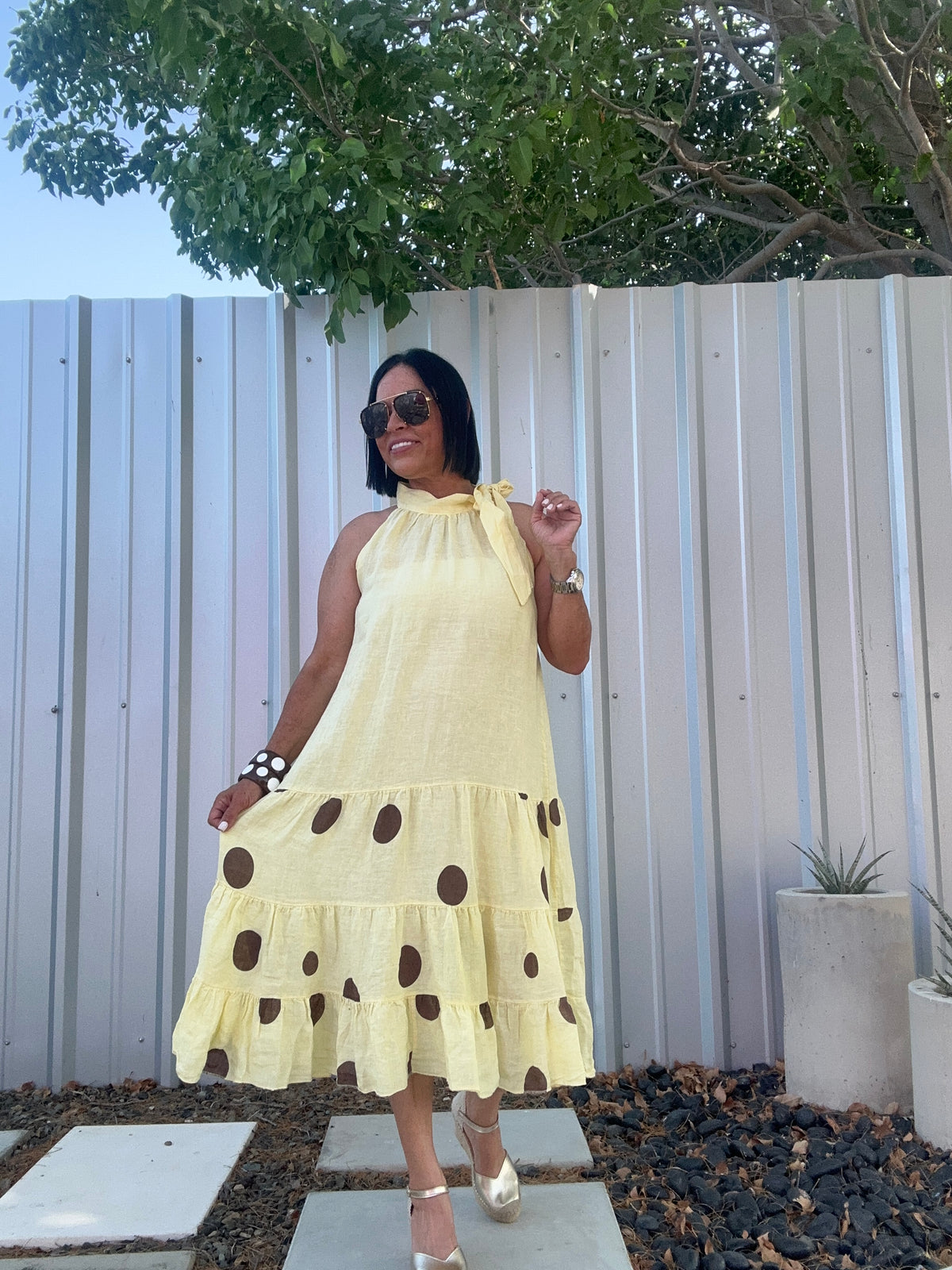 Lino Polka Dot Dress