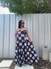Strapless Maxi Dress Polka Dot