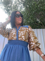 Caramel Denim Lace Dress