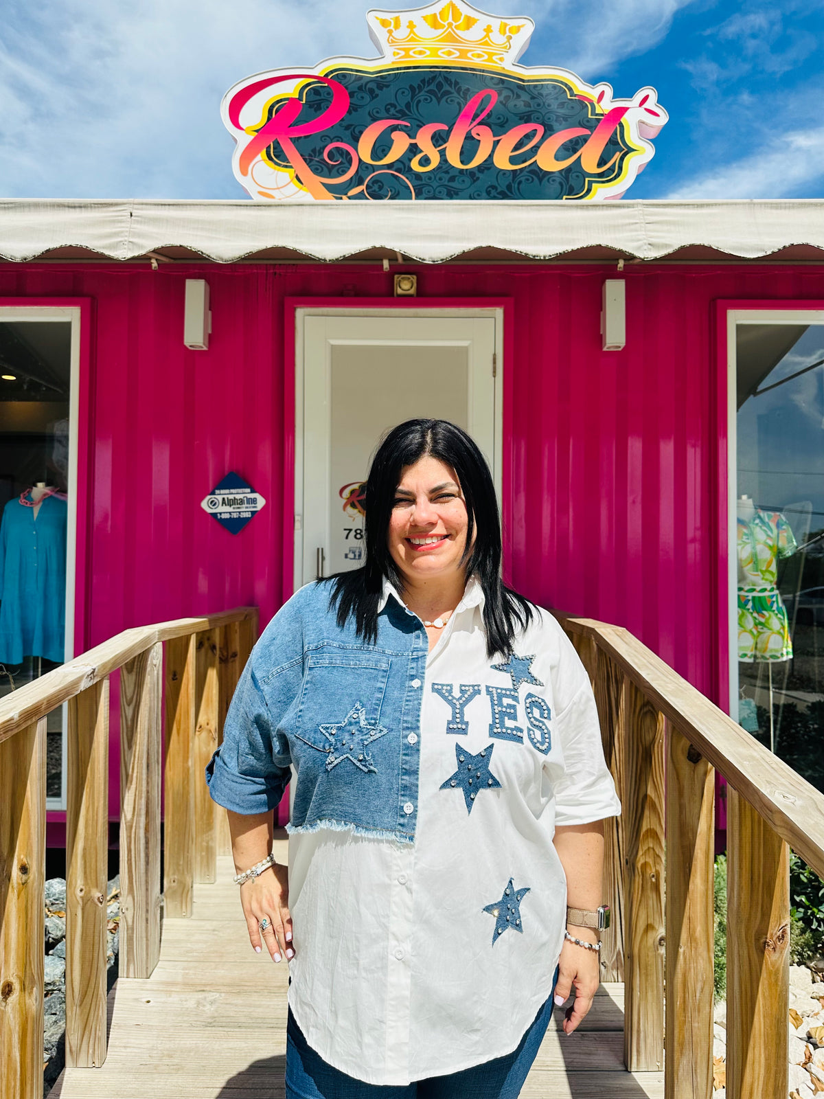 Curvy Denim Star Yes Top