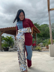 Travel Denim Sequins Set