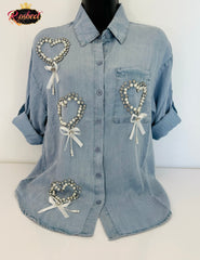 Denim heart light blue