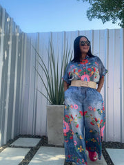 Palazzo Denim Flower