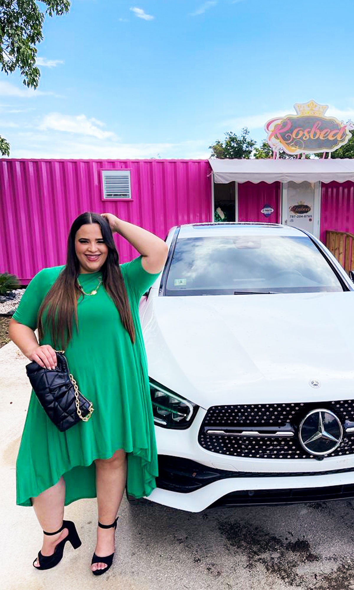 Curvy Green Asymmetric Dress