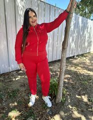 Curvy Red Jogger Set