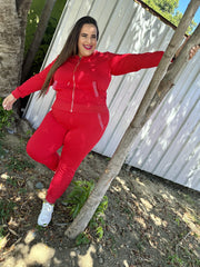 Curvy Red Jogger Set